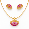 Pink Studded Eye Necklace with Earrings