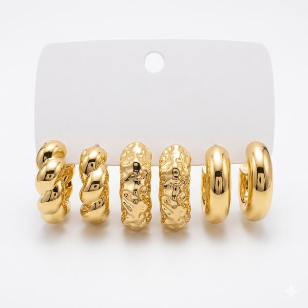 Gold Hoops - Earrings Set