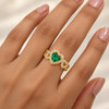 Emerald Halo Heart Link Ring