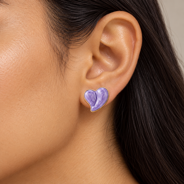 Glazed Lavi Heart Earrings