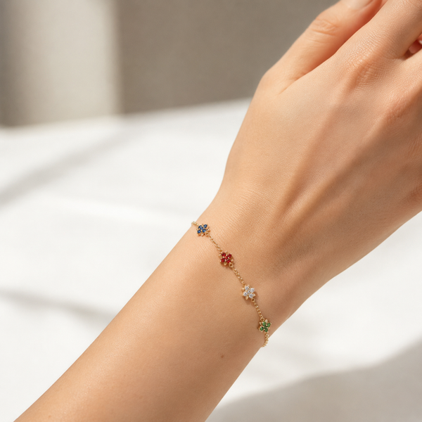 Multicolour Crystal Bloom Bracelet
