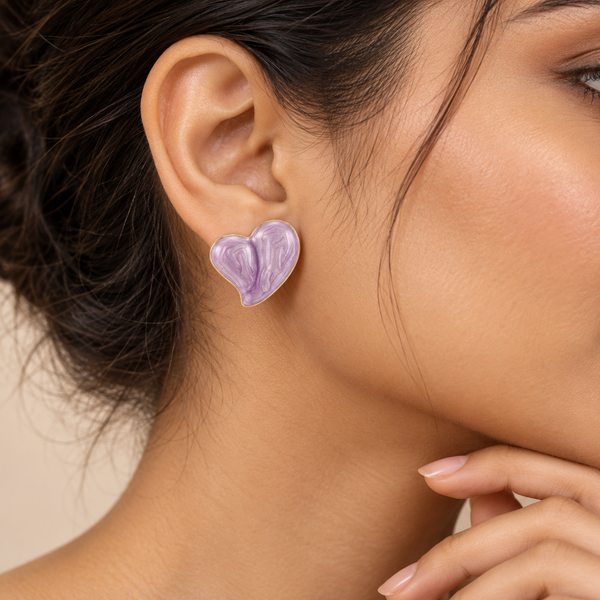 Glazed Purple Heart Earring