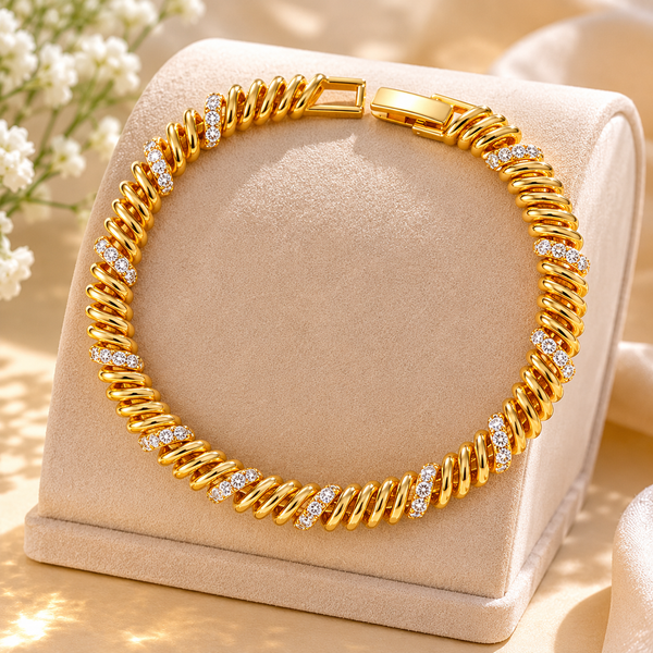 Luxe Spiral Studded Chain Bracelet