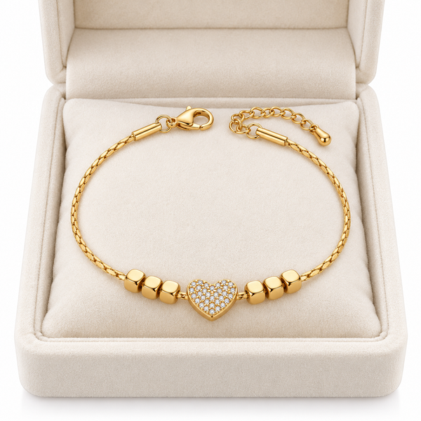 Studded Heart Beads Bracelet