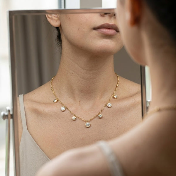 Disc Crystal Charm Necklace