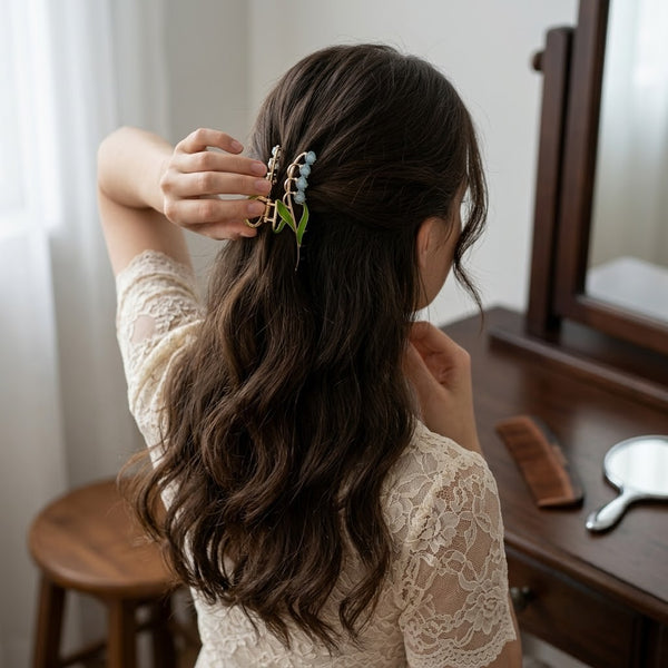 Blue Lily Hair Claw Clip – alternate angle