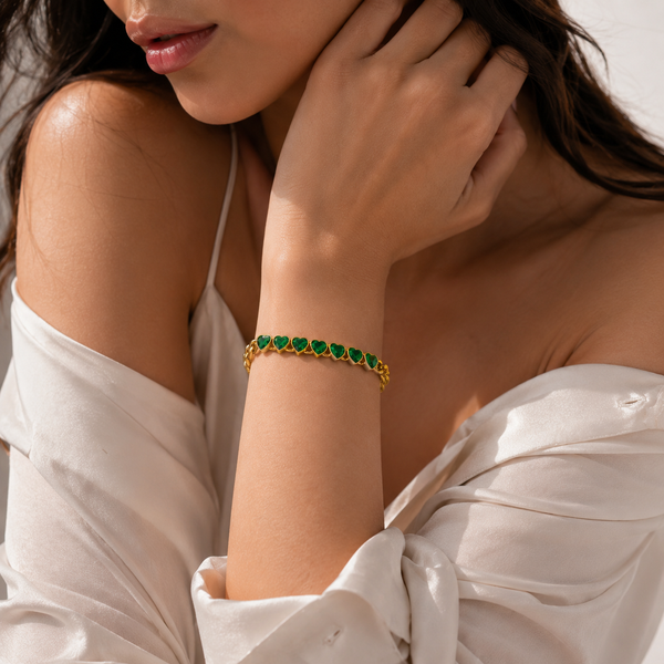 Emerald Heart Chain Link Bracelet