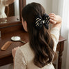 Retro Strip Ribbon Hair Claw hair claw clip worn on model – styled for women