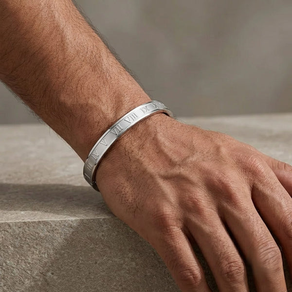 Roman Numerals Silver Men’s Bracelet