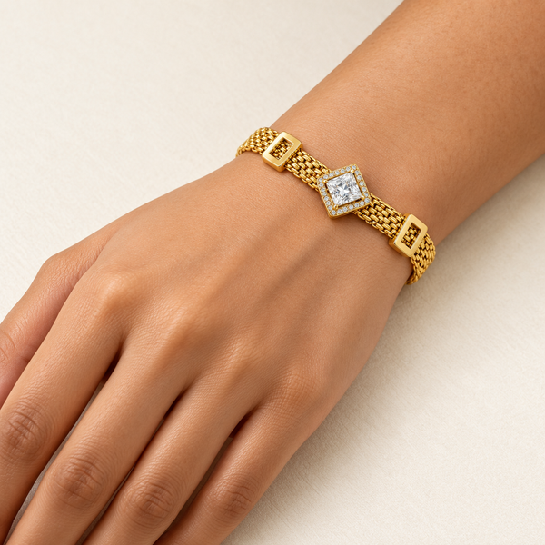 Rectangular Crystal Mesh Bracelet