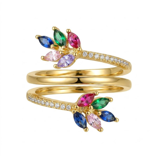 Multicolour Leaf Spira Ring