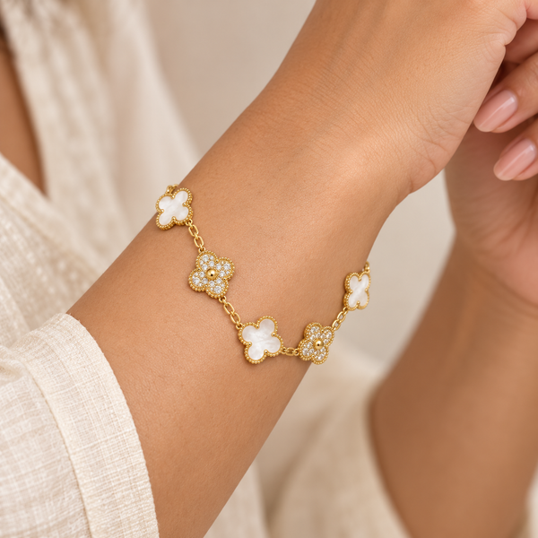 White Crystal Alt Clover Bracelet