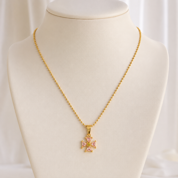 Crystal Studded Cross Pendent Necklace