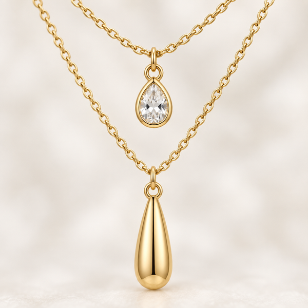 Double Layer Gold Drop Necklace