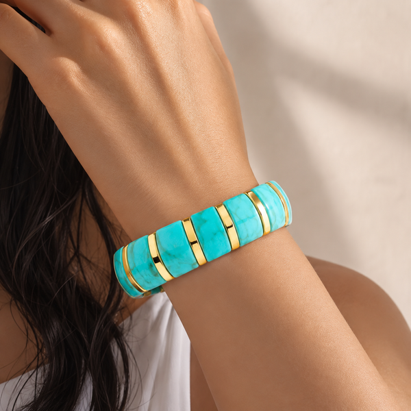 Resin Tube Stretchable Bracelet - Blue