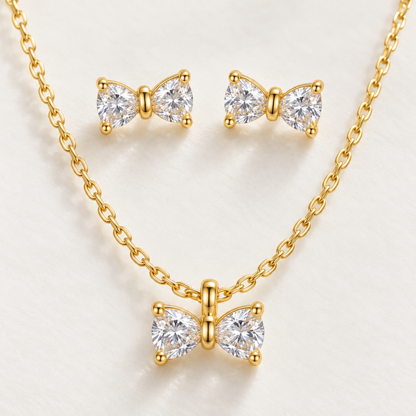 Crystal Bow Necklace with Earrings