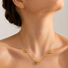 Bow Crown Heart Charm Necklace with Earrings