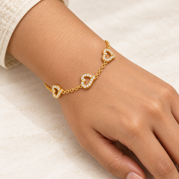 Studded Halo Heart Bracelet