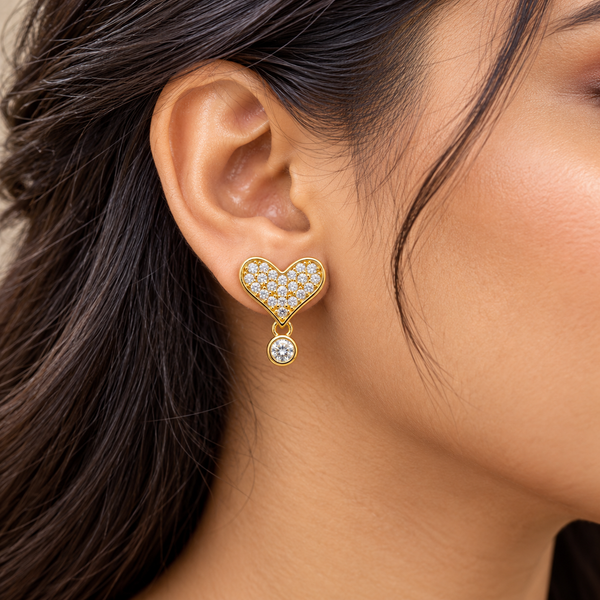 Studded Heart Accent Earring