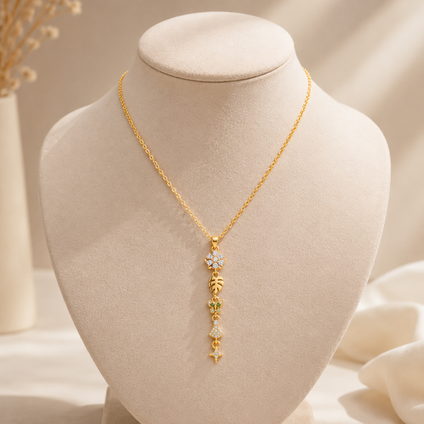 Dainty Flower Charm Pendant Necklace