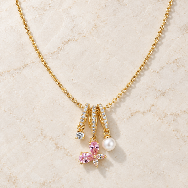 Pink Buttery Charm Necklace