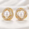 Crystal Orbit Pearl Earrings