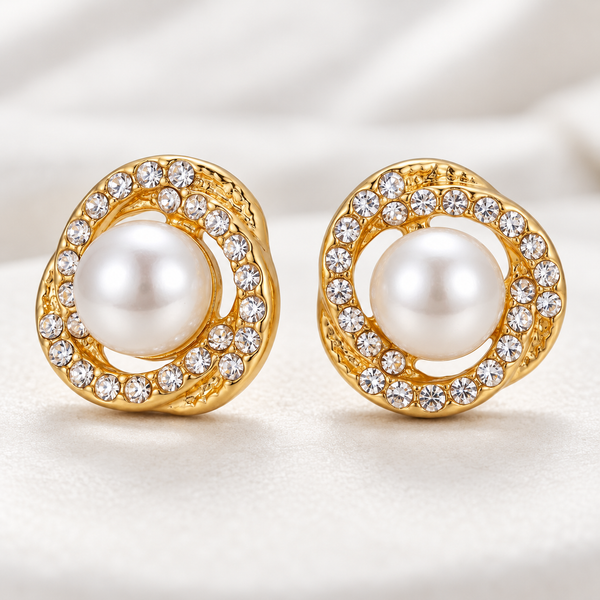 Crystal Orbit Pearl Earrings