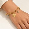 Gold Ray Heart Dual Layer Bracelet