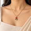 Mini Ruby Flower Necklace