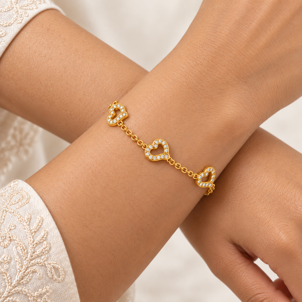 Studded Halo Heart Bracelet