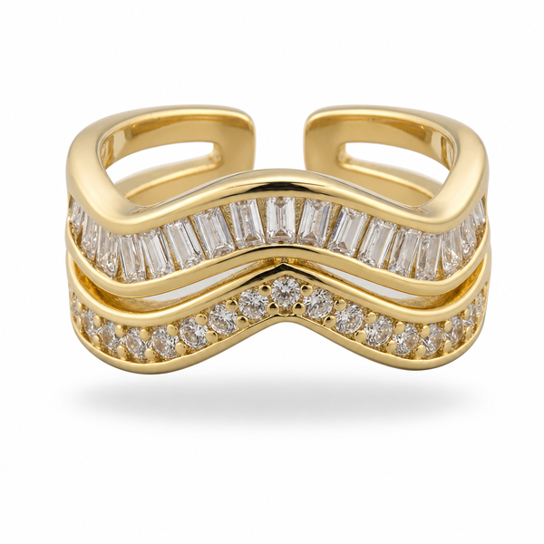 Dual Wave Studded Ring