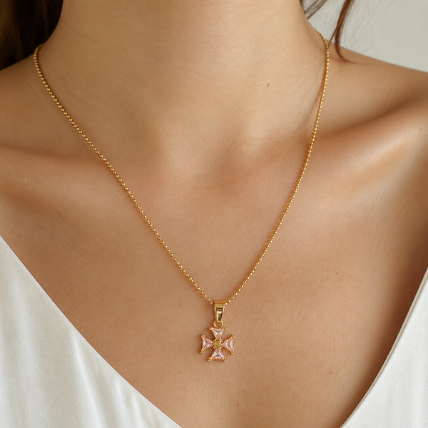 Crystal Studded Cross Pendent Necklace