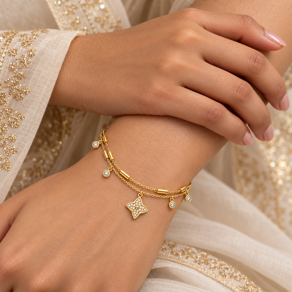 Dual Layer Leaf Clove Bracelet