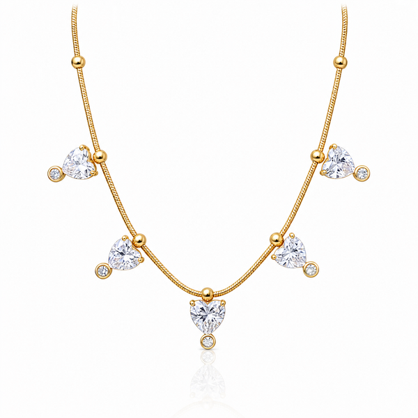 Crystal Heart Charm Necklace with earrings