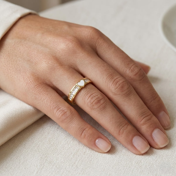White Heart Slimline Ring