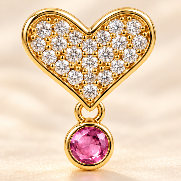 Studded Heart Pink Accent Earring