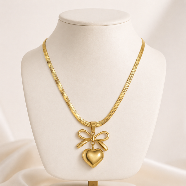 Bow Heart Necklace