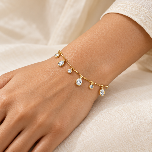 Teardrop Beaded Chain Bracelet