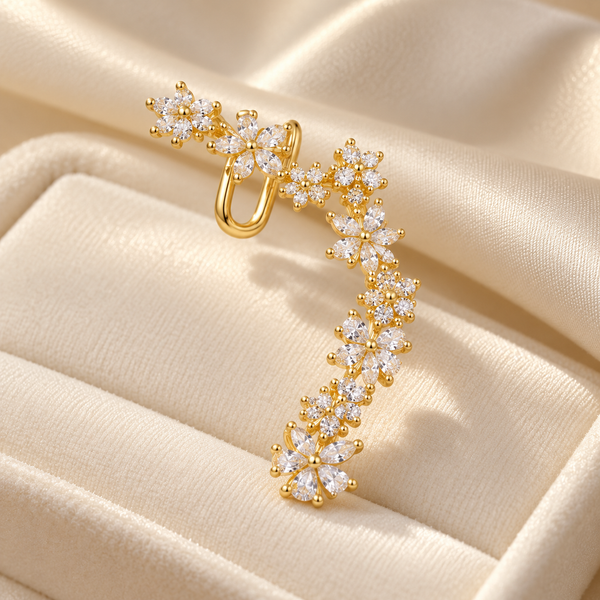 Crystal Flower Aura Ear Cuff