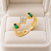 Zircon Flower Emerald Ring