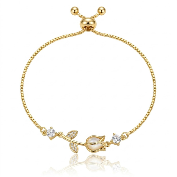 Moon Tulip Crystal Adjustable Bracelet