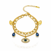 Dual Chain Evil Eye Studded Bracelet