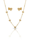 Curve Heart Studded Necklace with Earrings
