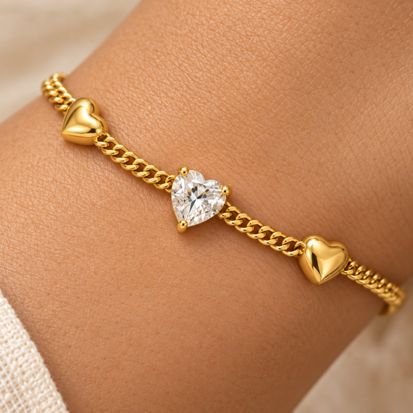 Crystal Gold Heart Bracelet