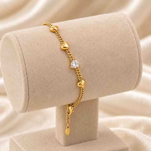 Crystal Gold Heart Bracelet