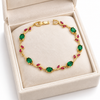 Emerald Ruby Leaf Tulip Bracelet