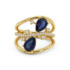 Sapphire Drop Crystal Wave Ring