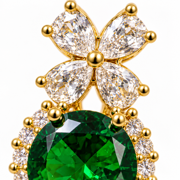 Emerald Crystal Halo Earring