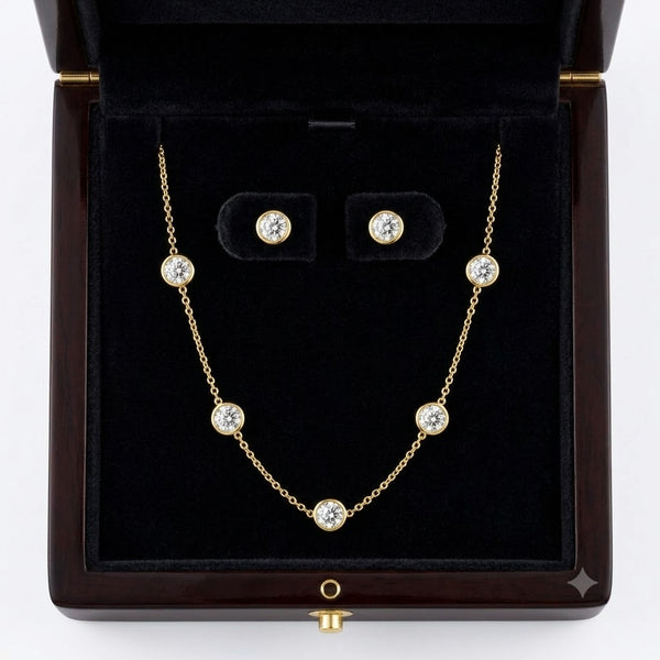 Crystal Charm Necklace with Earrings