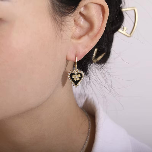 Black heart Bow Earrings